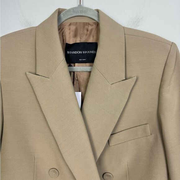 BRANDON MAXWELL | NEW The Clara Blazer Brown Wool Silk Blend Women’s Size 8 - Picture 7 of 15